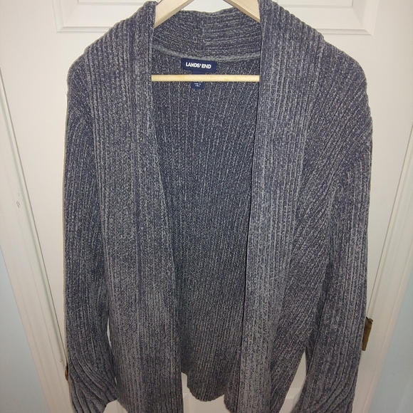 Lands' End Sweaters Euc Plus Size Lands End Gray Chenille Open